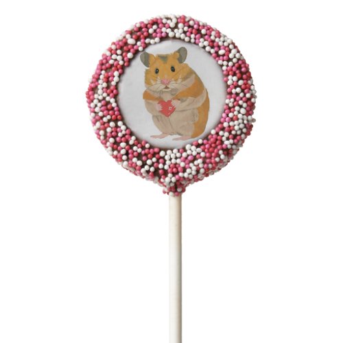 Cute Hamster and Red Hearts  Chocolate Covered Ore Chocolate Covered Oreo Pop