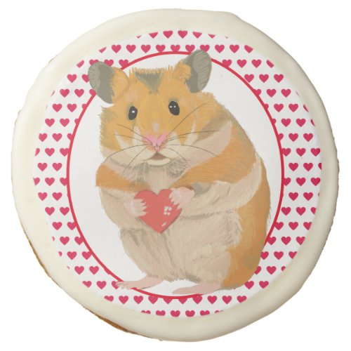 Cute Hamster and Red Hearts  Sugar Cookie