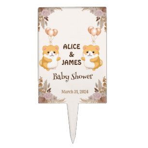 Cute Hamster Baby Shower Cake Topper