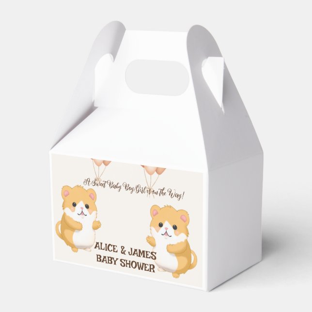 Cute Hamster Baby Shower Favor Boxes (Front Side)