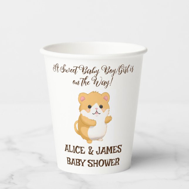 Cute Hamster Baby Shower  Paper Cups (Front)