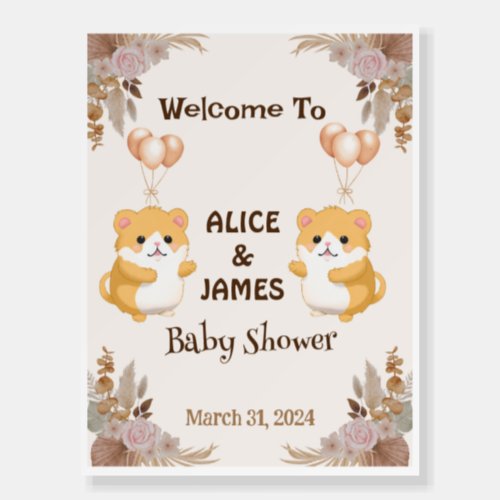 Cute Hamster Baby Shower Welcome Sign 