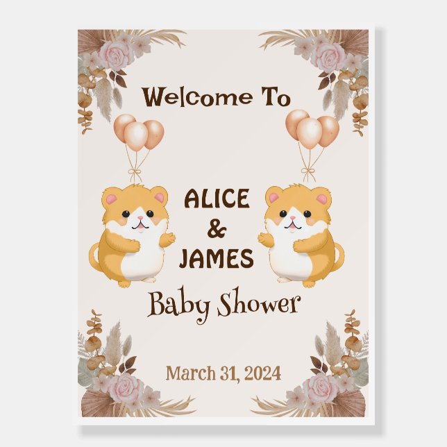 Cute Hamster Baby Shower Welcome Sign  (Front)
