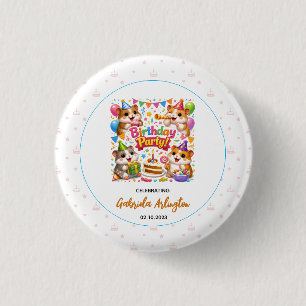 Cute Hamster Birthday Party Kids Hamster Button