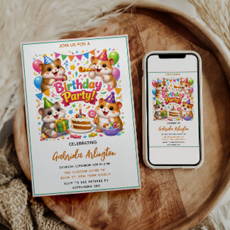 Cute Hamster Birthday Party | Kids Hamster Invitation