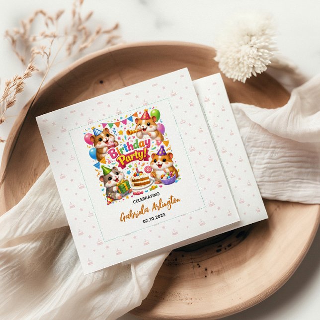 Cute Hamster Birthday Party | Kids Hamster Napkins (Cute Hamster Birthday Party | Kids Hamster napkins
)