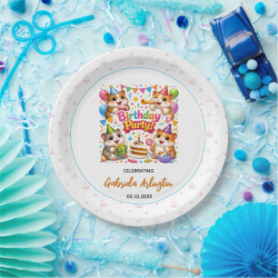 Cute Hamster Birthday Party   Kids Hamster Paper Plates