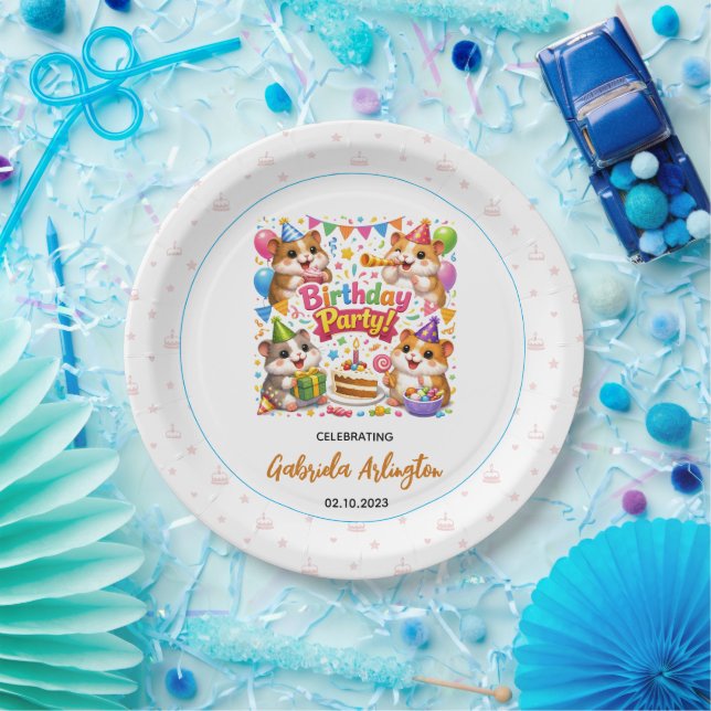 Cute Hamster Birthday Party | Kids Hamster Paper Plates (Party)