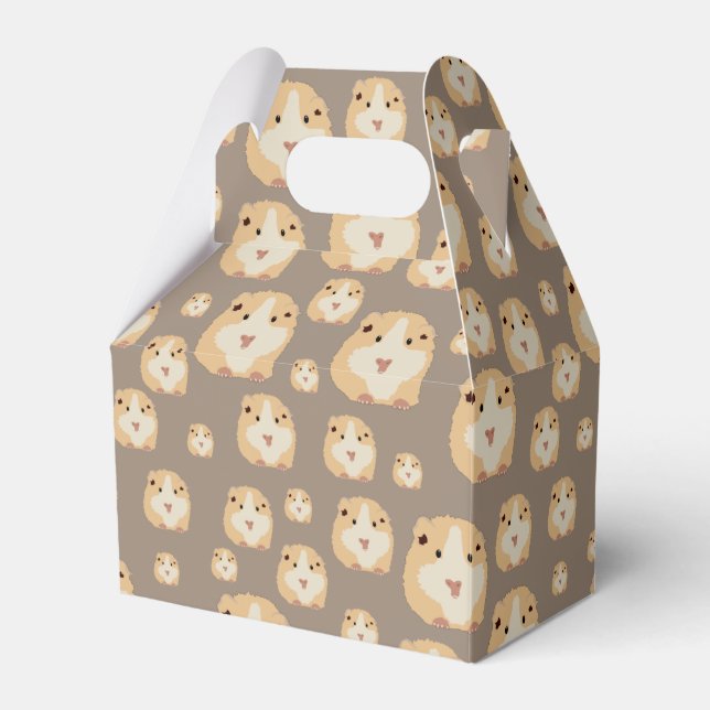 Cute Hamster Brown Pattern Favor Boxes (Front Side)