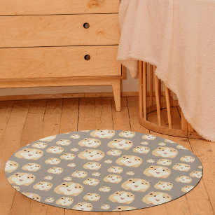 Cute Hamster Brown Pattern Nursery Kids Bedroom Rug