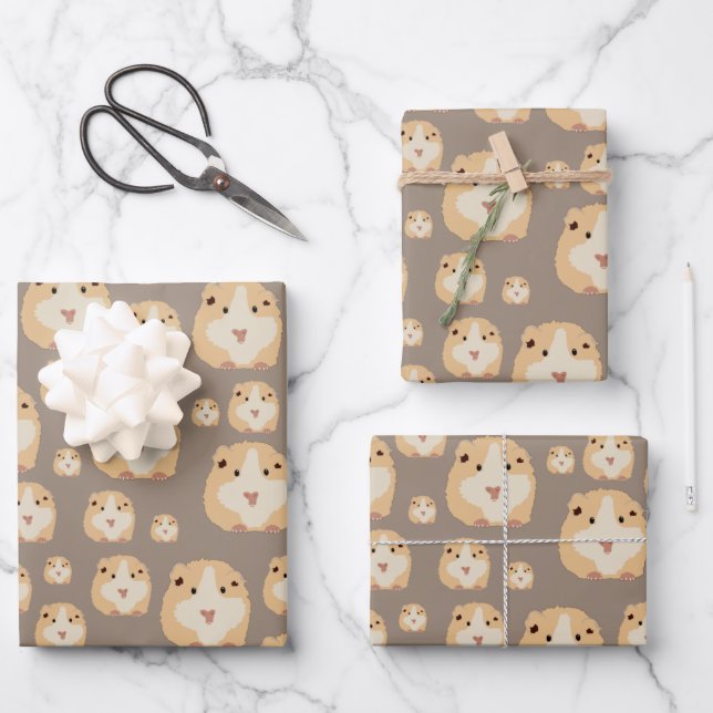 Cute Hamster Brown Pattern   Wrapping Paper Sheets (Front)