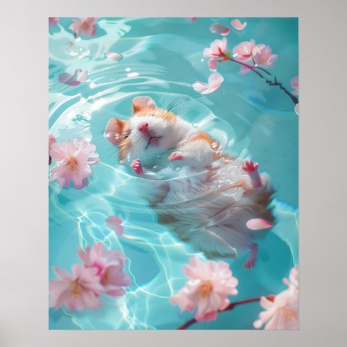 Cute Hamster Chill in Water Poster