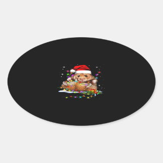 Cute Hamster Christmas Day Oval Sticker