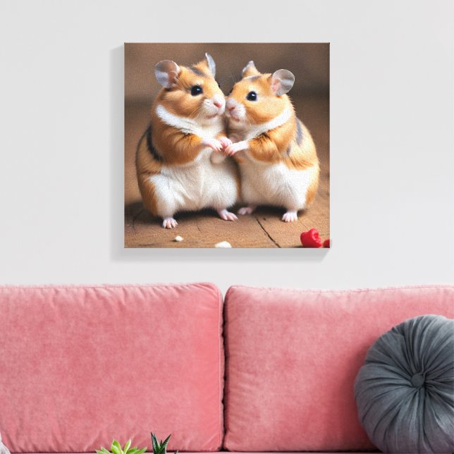 Cute Hamster Couple Canvas Print (Insitu(LivingRoom))