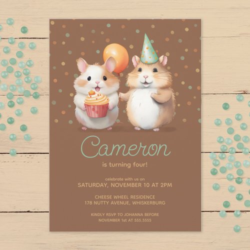 Cute hamster duo kid's birthday celebration