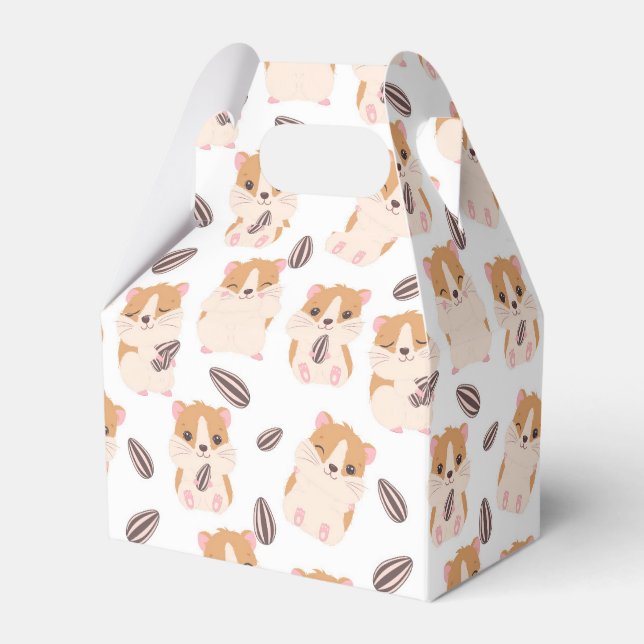 Cute Hamster Face and Seeds Pattern Kid Birthday Favor Boxes (Front Side)