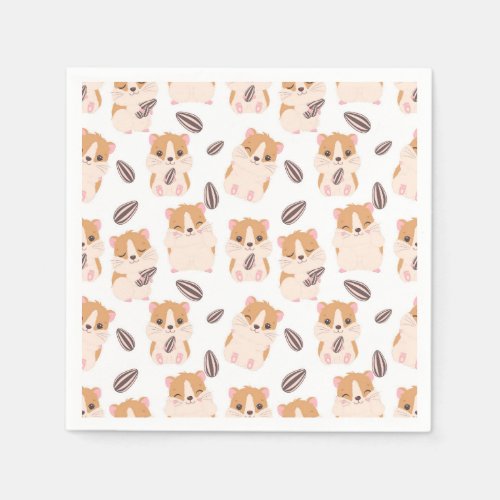 Cute Hamster Face and Seeds Pattern Kid Birthday Napkins