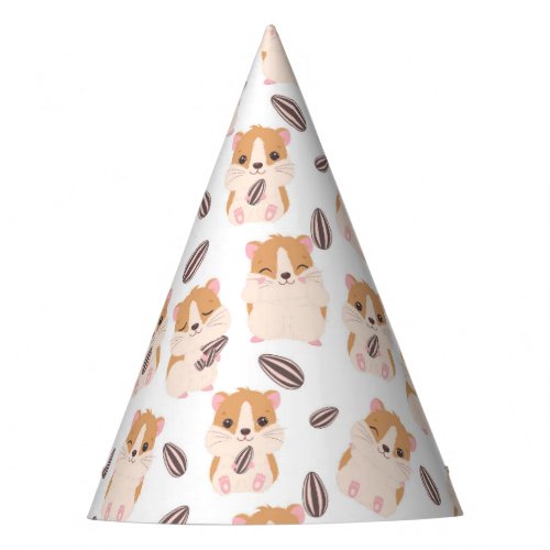 Cute Hamster Face and Seeds Pattern Kid Birthday Party Hat