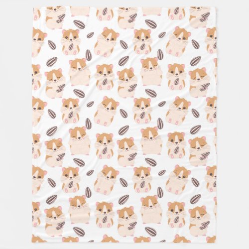 Cute Hamster Face and Seeds Pattern Kid Fleece Blanket