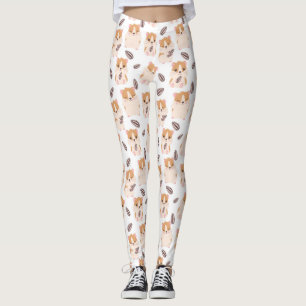 Cute Hamster Face and Seeds Pattern Leggings
