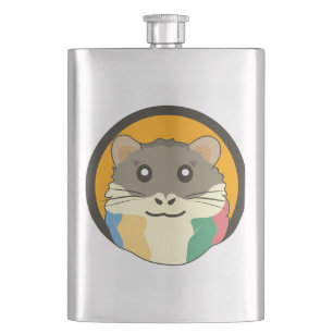 Cute hamster face with colorful fur: Animal lover Flask