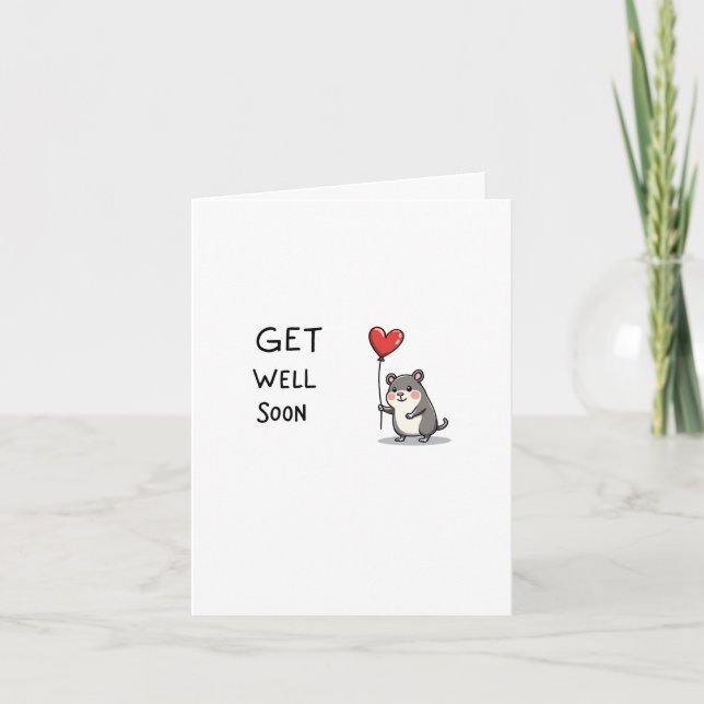 Cute Hamster Get Well Card (Front)