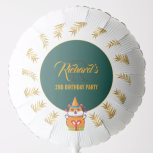 Cute Hamster Green Themed Kid's Birthday Party Balloon