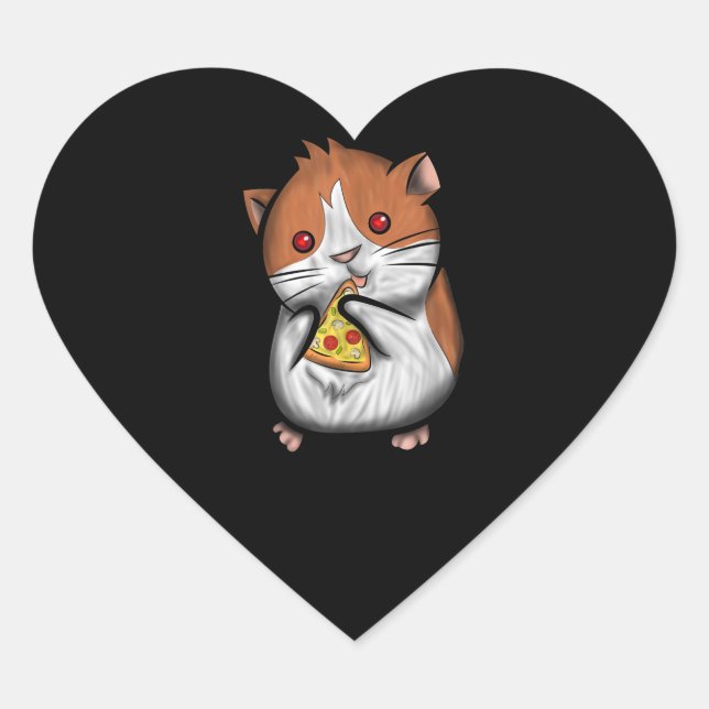 Cute Hamster Guinea Pig Love Pizza Heart Sticker (Front)