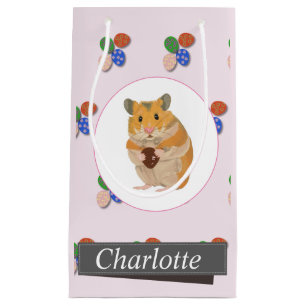 Cute Hamster holding an Easter Egg Small Gift Bag
