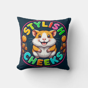 Cute Hamster in Bright Colors Throw Pillow