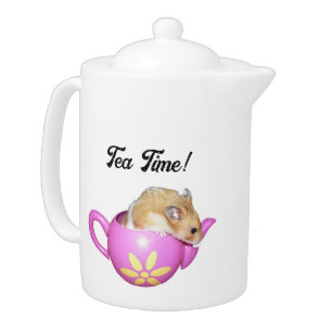 Cute Hamster in Pink Teapot with Daisy Photo