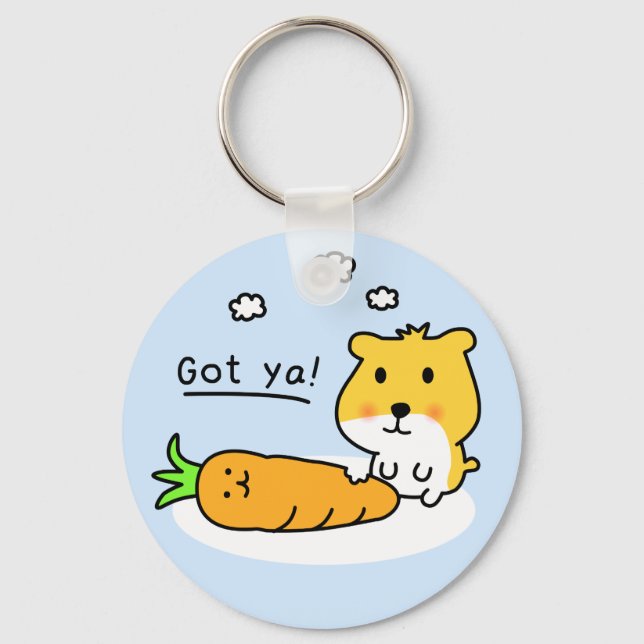 cute hamster is hungry keychain (Front)