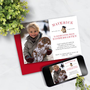 Cute Hamster Kindergarten Graduation (Red) Invitation