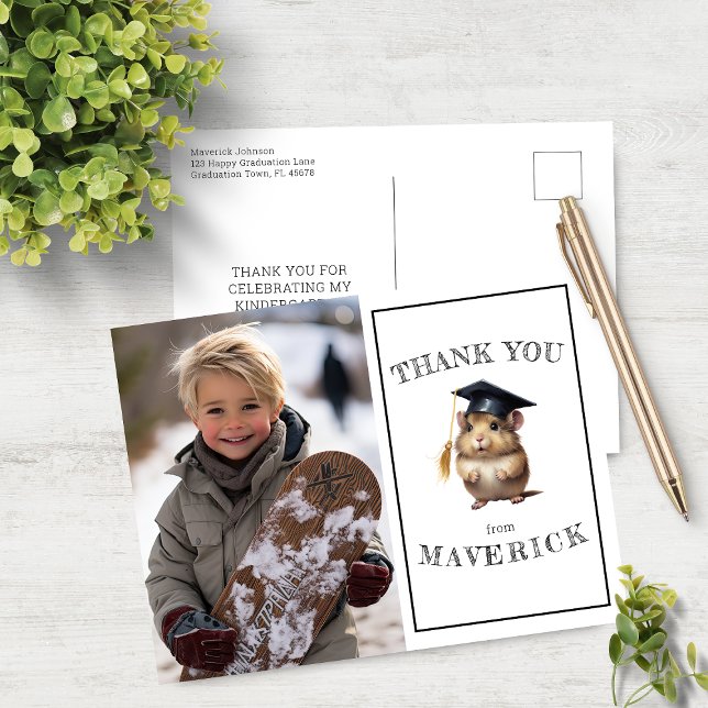 Cute Hamster Kindergarten Graduation Thank You Postcard (Creator Uploaded)