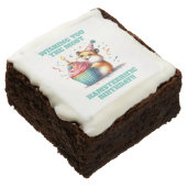 Cute Hamster Lifting Cupcake Hamsterrific Birthday Brownie (Angled)