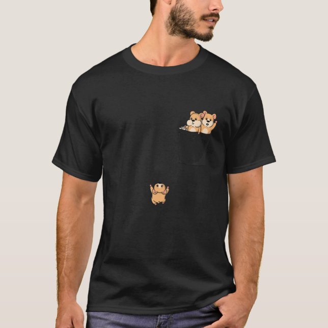Cute Hamster Playing In Pocket T-Shirt (Front)