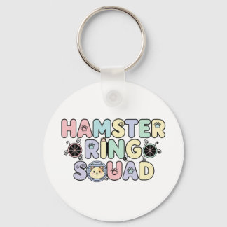 Cute Hamster Ring Squad Pastel Design Keychain