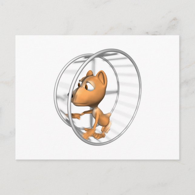 cute hamster running in wheel postcard (Front)