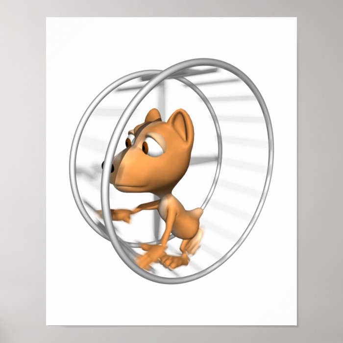 cute hamster running in wheel poster