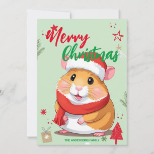 Cute Hamster santa Christmas Holiday Family name