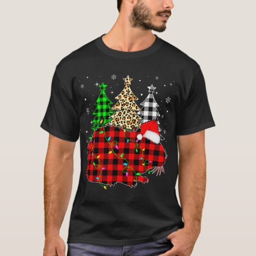 Cute Hamster Santa Hat Christmas Tree Lights Xmas  T_Shirt