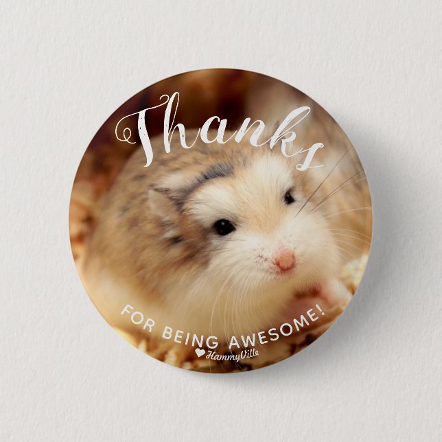 Cute Hamster Thanks for Being Awesome Button (Front)