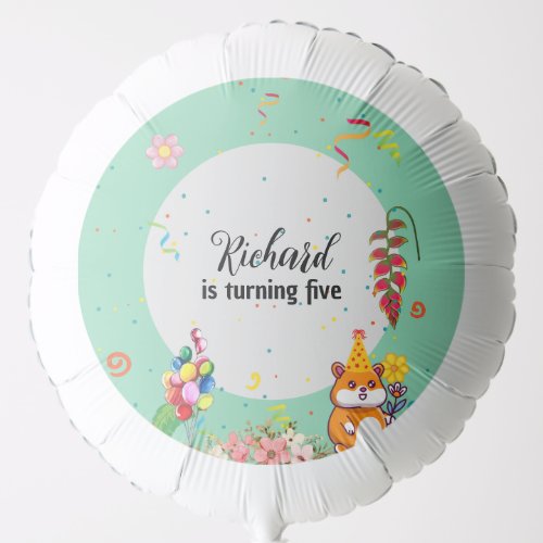 Cute Hamster Themed Kids Birthday Party Balloon