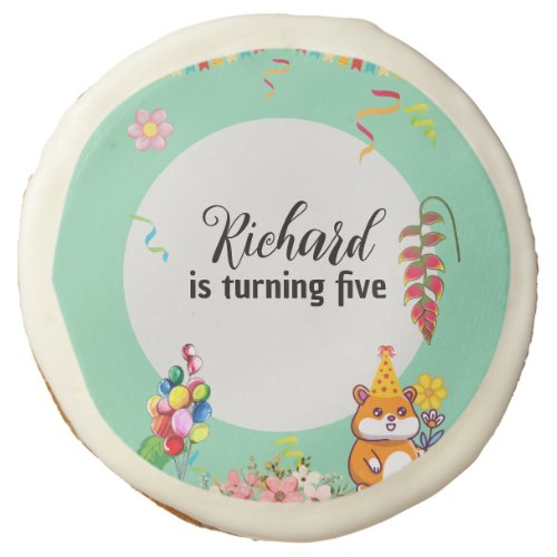 Cute Hamster Themed Kids Birthday Party Sugar Cookie