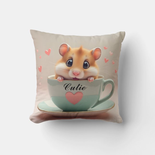 Cute Hamster Throw Pillow (Front)