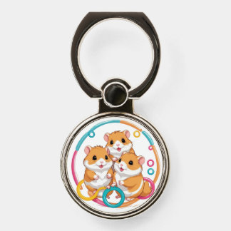 Cute Hamster Trio in Colorful Rings
