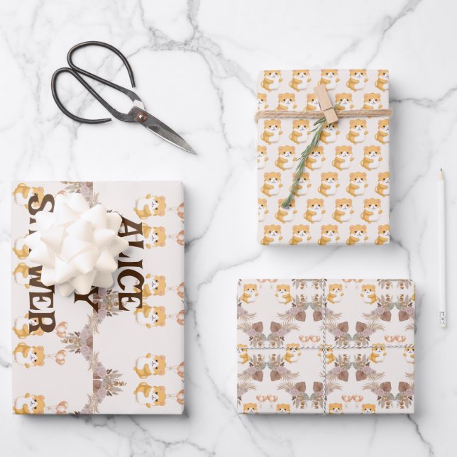 Cute Hamster watercolor  Wrapping Paper Sheets (Front)
