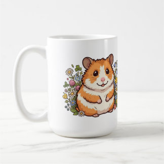 "Cute Hamster & Wildflowers Two-Tone Coffee Mug