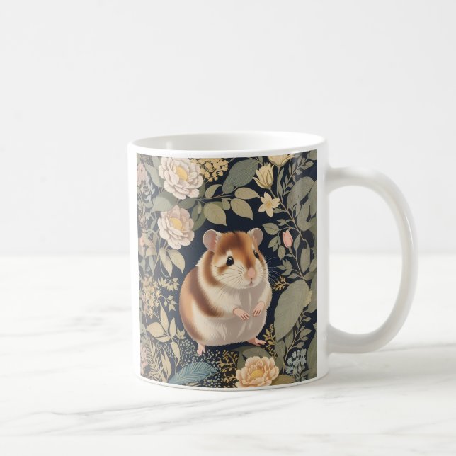 Cute Hamster William Morris Inspired Coffee Mug (Right)