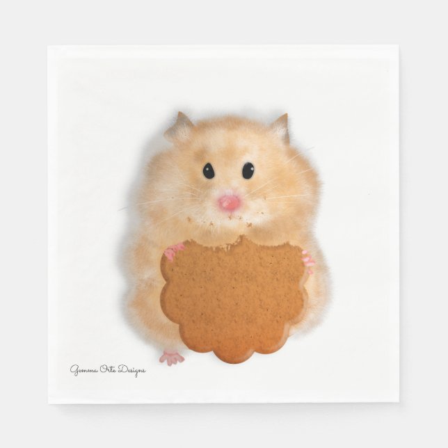 Cute hamster with biscuit paper napkin. napkins (Front)